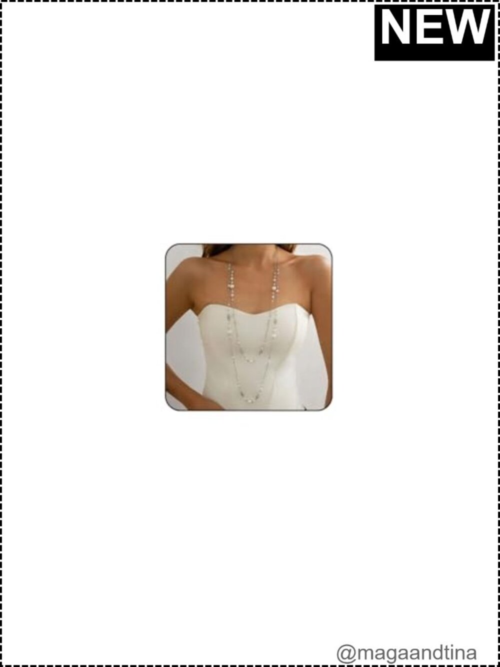Double Layer Pearl Long Necklace Trendy Dainty Statement Jewelry